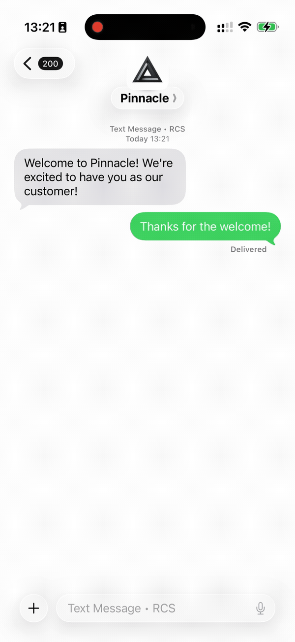 RCS typing indicator shown in a live conversation